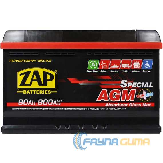 Купить Аккумулятор ZAP AGM 80Ah 800A R+ (L3) (580 02)