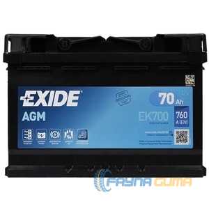 Купити Аккумулятор EXIDE Start-Stop AGM (EK700) 6СТ-70 R+